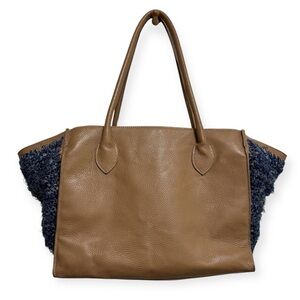Clever Carriage Company Leather Crochet Shopper Bag